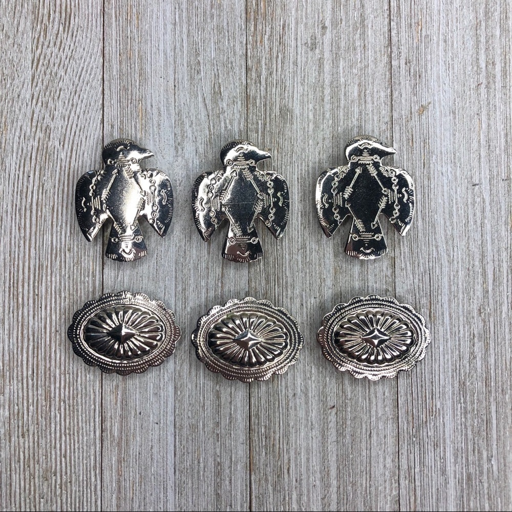 Vintage Silver Concho Southwest Button Covers